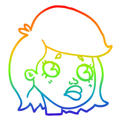 rainbow gradient line drawing cartoon sad girl