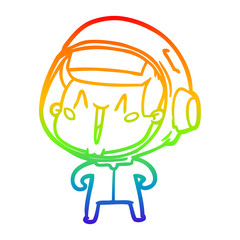 rainbow gradient line drawing happy cartoon astronaut