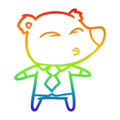 rainbow gradient line drawing cartoon whistling bear boss