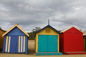 Fototapeta na wymiar Colorful houses in the beach Brighton Beach Melbourne Victoria Australia