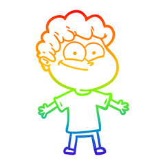 rainbow gradient line drawing cartoon happy man