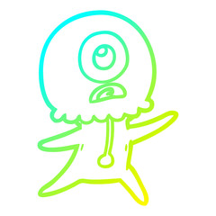 Fototapeta premium cold gradient line drawing cartoon cyclops alien spaceman