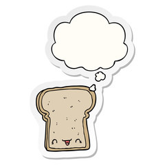cute cartoon slice of bread and thought bubble as a printed sticker