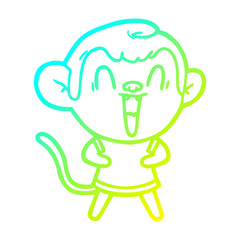 cold gradient line drawing cartoon laughing monkey
