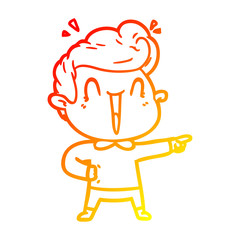 warm gradient line drawing cartoon excited man