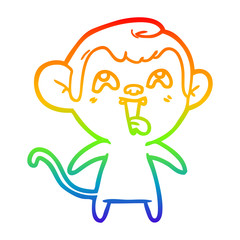 rainbow gradient line drawing crazy cartoon monkey