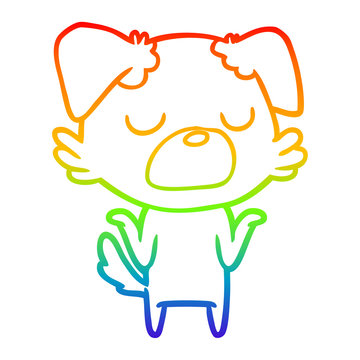 recommend clip art: rainbow gradient line drawing cartoon dog shrugging shoulders