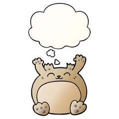cartoon bear and thought bubble in smooth gradient style