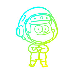 cold gradient line drawing happy astronaut cartoon