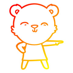 warm gradient line drawing happy cartoon bear