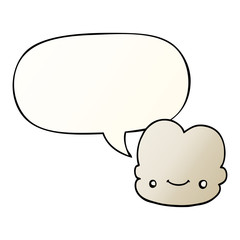 cartoon cloud and speech bubble in smooth gradient style