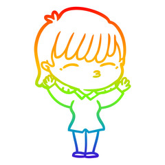 rainbow gradient line drawing cartoon woman