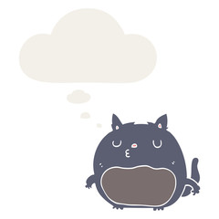 cartoon cat and thought bubble in retro style