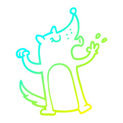 cold gradient line drawing cartoon whistling wolf