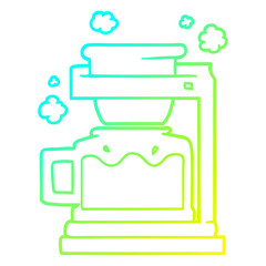 cold gradient line drawing cartoon coffee pot