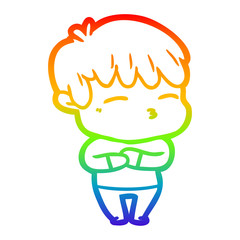 rainbow gradient line drawing cartoon curious boy