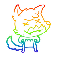 rainbow gradient line drawing cartoon dead fox