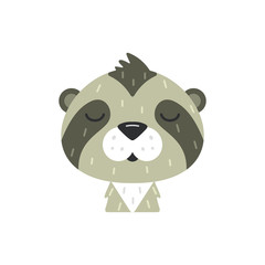 Cute kid sloth face vector illustration isolated on white.