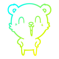cold gradient line drawing happy laughing cartoon bear