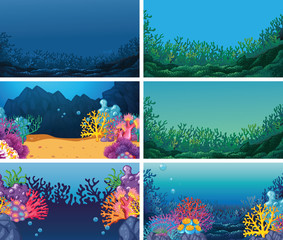 Set of underwater backgrounds