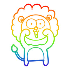 rainbow gradient line drawing happy cartoon lion