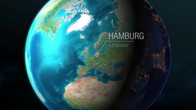 Germany - Hamburg - Zooming from space to earth