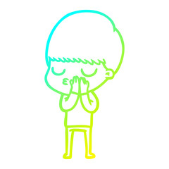 cold gradient line drawing cartoon calm boy
