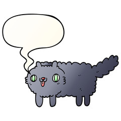 cartoon cat and speech bubble in smooth gradient style