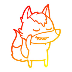warm gradient line drawing friendly cartoon wolf