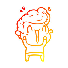 warm gradient line drawing cartoon happy man