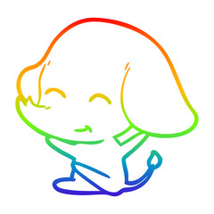 rainbow gradient line drawing cute cartoon elephant