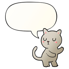 cartoon cat and speech bubble in smooth gradient style