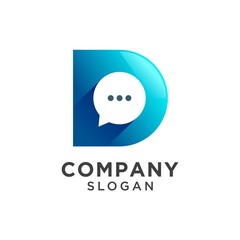 letter d with chat bubbles logo design. chat app icon logo vector illustration