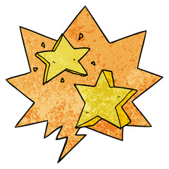 Obraz premium cartoon star and speech bubble in retro texture style
