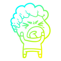 cold gradient line drawing cartoon furious man