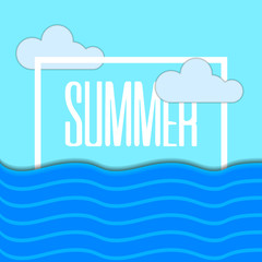 Colored summer poster with a view of the ocean - Vector