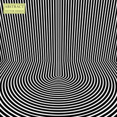 Abstract background the hypnotic lines of the strip. Vector dizzying banner illustration, poster monochrome flat style.