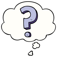 cartoon question mark and thought bubble