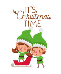 elves couple with sleigh avatar chatacter