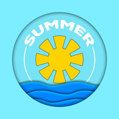 Isolated summer label with a sun - Vector
