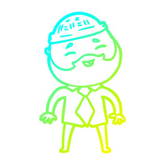 cold gradient line drawing cartoon happy bearded man