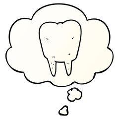 cartoon tooth and thought bubble in smooth gradient style