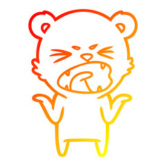 warm gradient line drawing angry cartoon polar bear