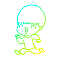 cold gradient line drawing happy cartoon boy