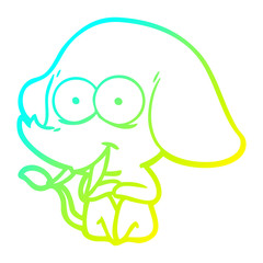 cold gradient line drawing happy cartoon elephant