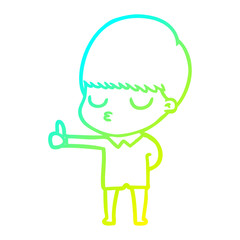 cold gradient line drawing cartoon calm boy
