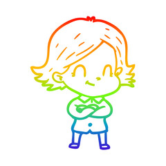 rainbow gradient line drawing cartoon friendly girl