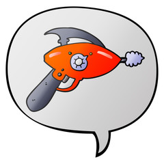 cartoon ray gun and speech bubble in smooth gradient style