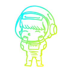 cold gradient line drawing cartoon curious astronaut