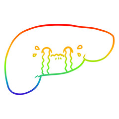 rainbow gradient line drawing cartoon liver